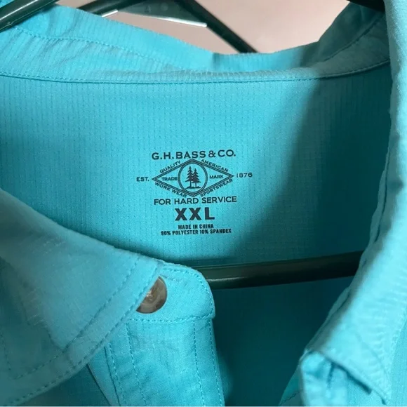 G.H. Bass & Co. Men's Casual Button Down Shirt - Aqua - Picture 3 of 3